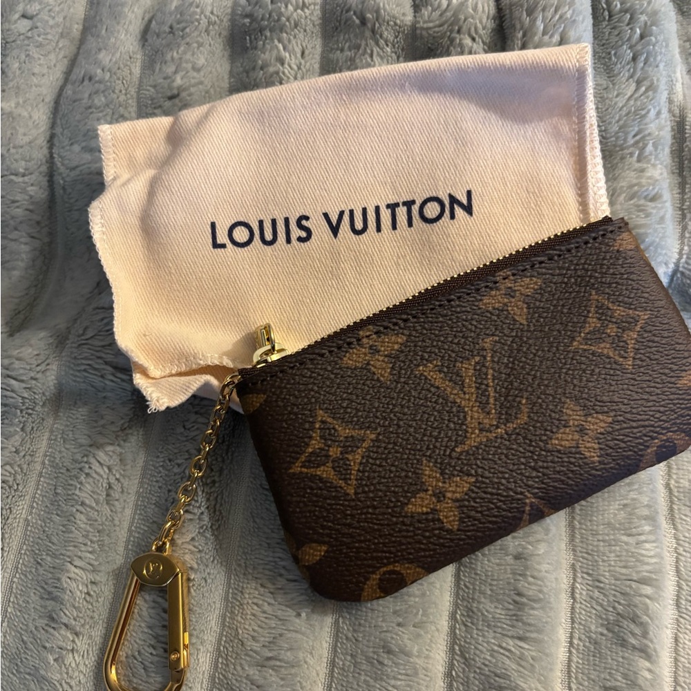 Louis Vuitton Brown Monogram Pouch with Gold Chain